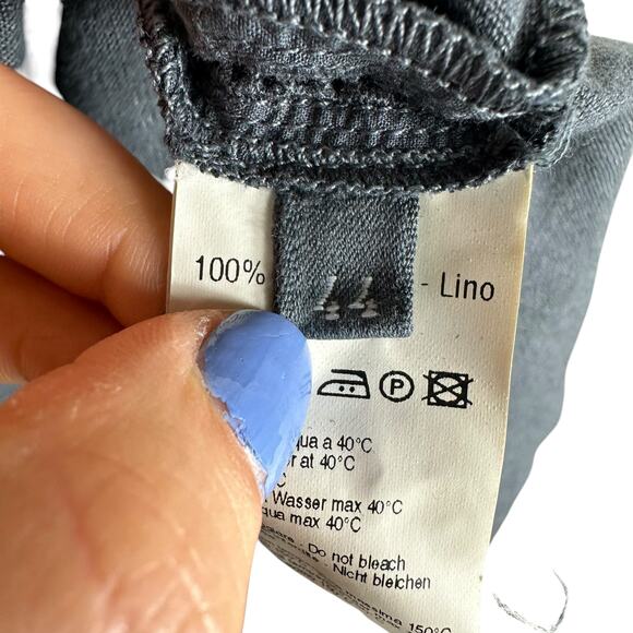 120% LINO Charcoal Gray Linen Button Down Blouse Women's Size 44 US Medium - Picture 6 of 8